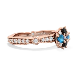 Onyx Sparkling Tiara Cluster 14K Rose Gold ring R26293RD