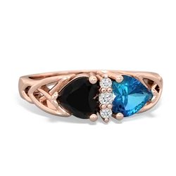 Onyx Celtic Knot Double Heart 14K Rose Gold ring R5040