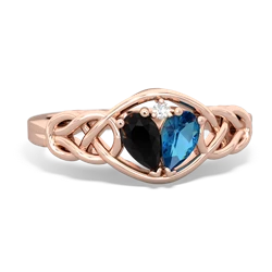 Onyx Celtic Love Knot 14K Rose Gold ring R5420