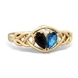 Onyx Celtic Love Knot 14K Yellow Gold ring R5420