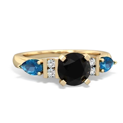 Onyx 6Mm Round Eternal Embrace Engagement 14K Yellow Gold ring R2005