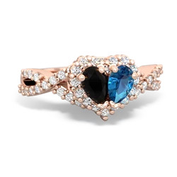 Onyx Diamond Twist 'One Heart' 14K Rose Gold ring R2640HRT