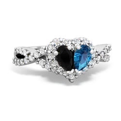 Onyx Diamond Twist 'One Heart' 14K White Gold ring R2640HRT