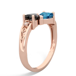 Onyx Snuggling Hearts 14K Rose Gold ring R2178