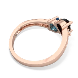 Onyx Snuggling Hearts 14K Rose Gold ring R2178