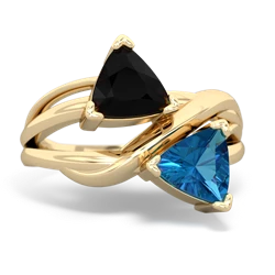 Onyx Split Band Swirl 14K Yellow Gold ring R2341