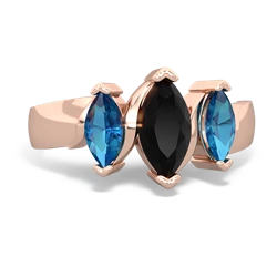 Onyx Three Peeks 14K Rose Gold ring R2433