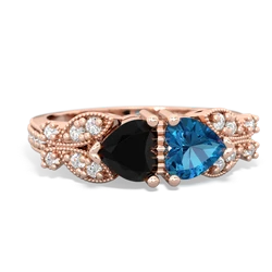 Onyx Diamond Butterflies 14K Rose Gold ring R5601