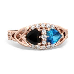 Onyx Sparkling Celtic Knot 14K Rose Gold ring R2645