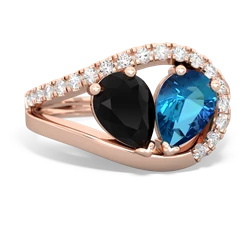 Onyx Nestled Heart Keepsake 14K Rose Gold ring R5650