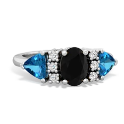 Onyx Antique Style Three Stone 14K White Gold ring R2186