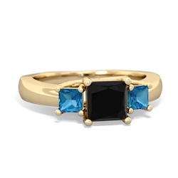 Onyx Three Stone Trellis 14K Yellow Gold ring R4015