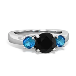 Onyx Three Stone Round Trellis 14K White Gold ring R4018