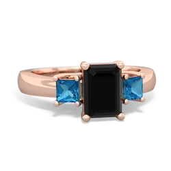 Onyx Three Stone Emerald-Cut Trellis 14K Rose Gold ring R4021