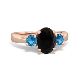 Onyx Three Stone Oval Trellis 14K Rose Gold ring R4024