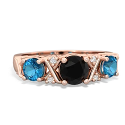 Onyx Hugs And Kisses 14K Rose Gold ring R5016