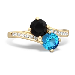 Onyx Channel Set Two Stone 14K Yellow Gold ring R5303