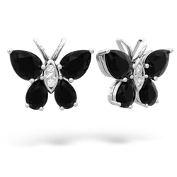 Onyx Butterfly 14K White Gold earrings E2215