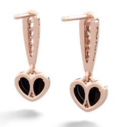 Onyx Filligree Heart 14K Rose Gold earrings E5070