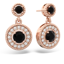 Onyx Halo Dangle 14K Rose Gold earrings E5319