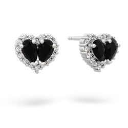 Onyx Halo 14K White Gold earrings E7008