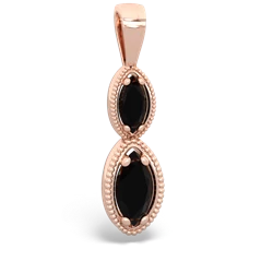 Onyx Antique-Style Halo 14K Rose Gold pendant P5700