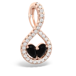 Onyx Pave Twist 'One Heart' 14K Rose Gold pendant P5360