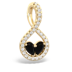 Onyx Pave Twist 'One Heart' 14K Yellow Gold pendant P5360