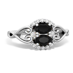 Onyx Love Nest 14K White Gold ring R5860