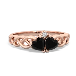 Onyx Heart To Heart Braid 14K Rose Gold ring R5870