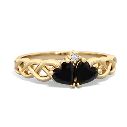 Onyx Heart To Heart Braid 14K Yellow Gold ring R5870