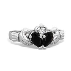 Onyx 'Our Heart' Claddagh 14K White Gold ring R2388