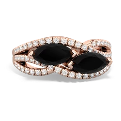 Onyx Diamond Rivers 14K Rose Gold ring R3070