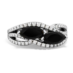 Onyx Diamond Rivers 14K White Gold ring R3070