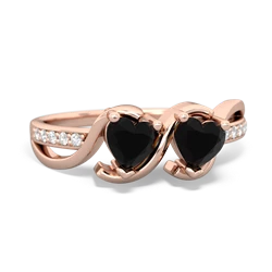 Onyx Side By Side 14K Rose Gold ring R3090