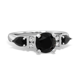 Onyx 6Mm Round Eternal Embrace Engagement 14K White Gold ring R2005