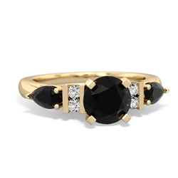 Onyx 6Mm Round Eternal Embrace Engagement 14K Yellow Gold ring R2005