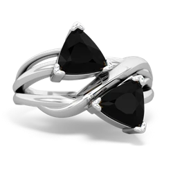 Onyx Split Band Swirl 14K White Gold ring R2341