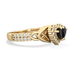 Onyx Celtic Knot Two Hearts As One 14K Yellow Gold ring R2644HRT