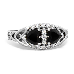 Onyx Sparkling Celtic Knot 14K White Gold ring R2645