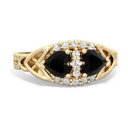 Onyx Sparkling Celtic Knot 14K Yellow Gold ring R2645