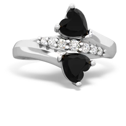 Onyx Heart To Heart 14K White Gold ring R2064