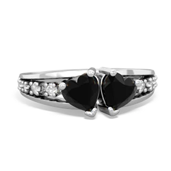 Onyx Heart To Heart 14K White Gold ring R3342