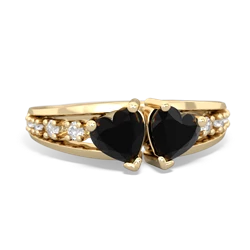 Onyx Heart To Heart 14K Yellow Gold ring R3342