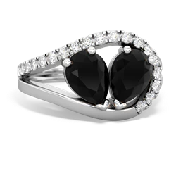 Onyx Nestled Heart Keepsake 14K White Gold ring R5650