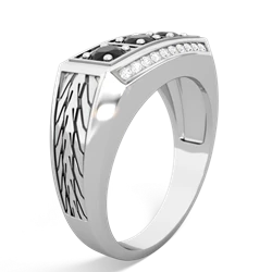 Alexandrite Three Stone Tire Tread Men's 14K White Gold ring R0520
