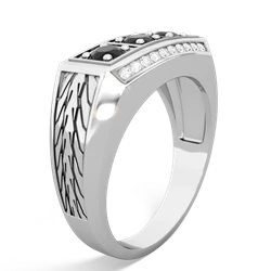 Lab Sapphire Three Stone Tire Tread Men's 14K White Gold ring R0520