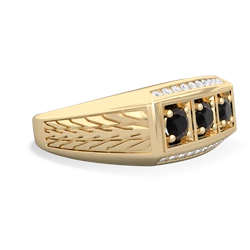 Opal Three Stone Tire Tread Men's 14K Yellow Gold ring R0520