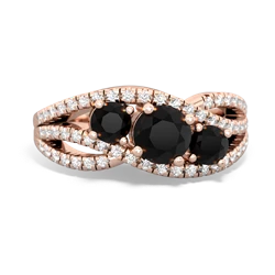 Onyx Three Stone Aurora 14K Rose Gold ring R3080