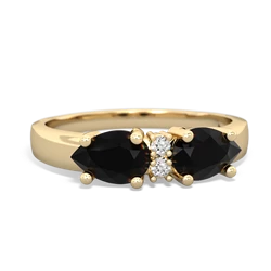 Onyx Pear Bowtie 14K Yellow Gold ring R0865